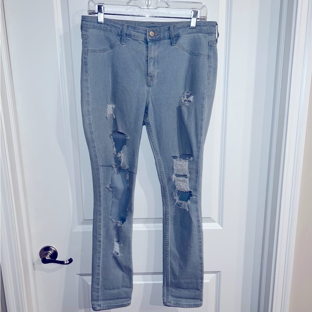 Homemade distressed skinny jeans (H&M)
